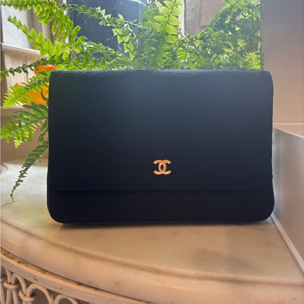 Navy Jersey / leather Chanel bag
